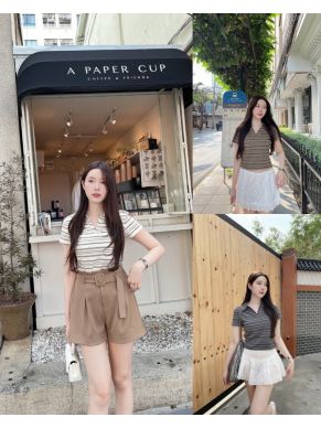 GINGER STRIPE POLO TOP