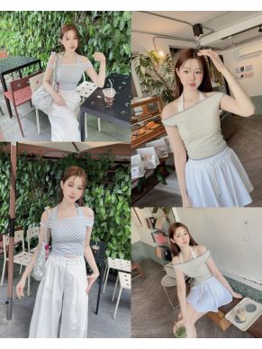 FLOMI STRIPE OFF SHOULDER TOP