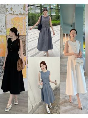 VELISSE VEST TOP & MIDI SKIRT SET
