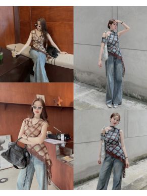 DIAMOND CHECK SLASH TOP