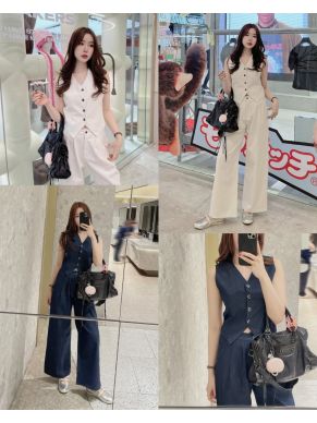 MAVIE VEST TOP & PANTS DENIM SET