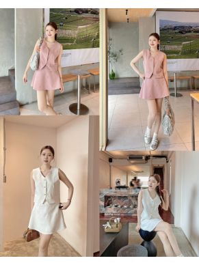 YVES BOW VEST TOP & SKIRT SET