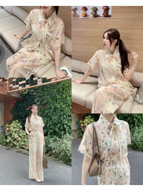 GARDEN SHIRT & PANTS CHIFFON SET