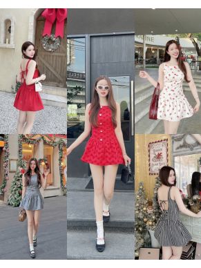 HEART BUTTON OPEN BACK BOW DRESS
