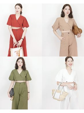 DELLA WRAP LINEN CROP TOP