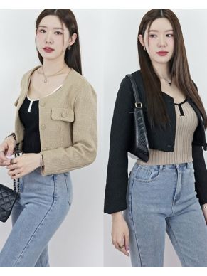 VERONA BURLAP TWEED CROP JACKET