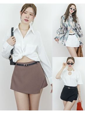 PETITE BELTED WRAP SHORTS