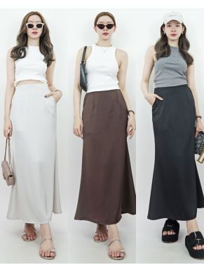 PORTO RIBBED TOP & SATIN SKIRT SET