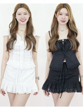 ALMOND LINEN MINI SKIRT