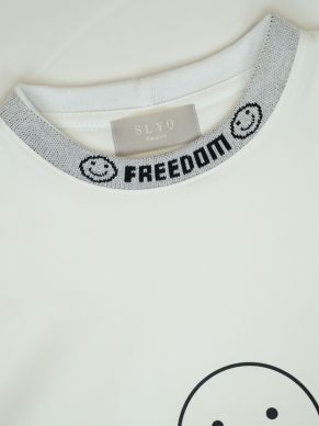 FREEMOOD SMILEY OVERSIZED TOP-GREY FREEDOM