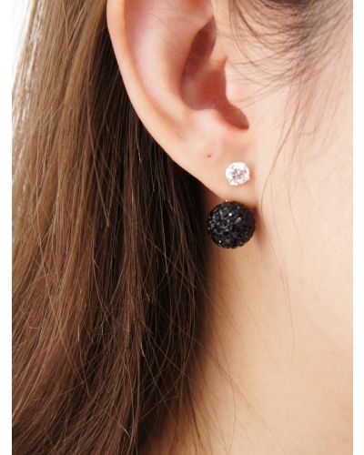 BLACK TRIBAL STUD EARRING WITH WHITE CZ