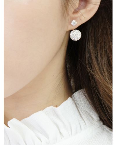 WHITE TRIBAL STUD EARRING WITH WHITE CZ
