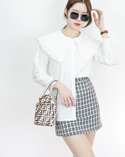 MINNIE TARTAN A-LINE SKIRT-BLUE-M