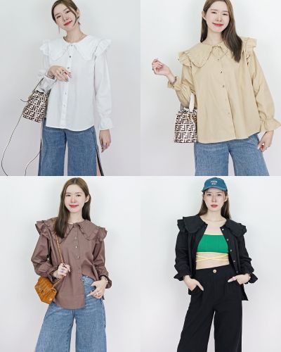 BRISTOL RUFFLE COLLAR OVERSIZED BLOUSE