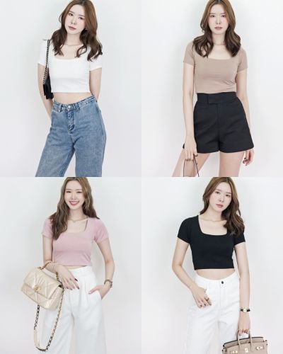 SQUARE NECK JERSEY CROP TOP