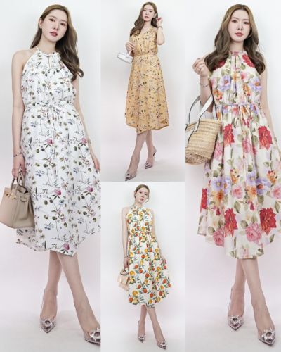 SICILY PRINTED COTTON TIE WAIST DRESS