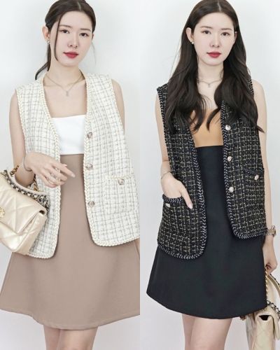 SPARKLING TWEED SLEEVELESS BLAZER
