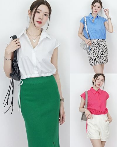MARLY TIE WAIST COTTON BLOUSE