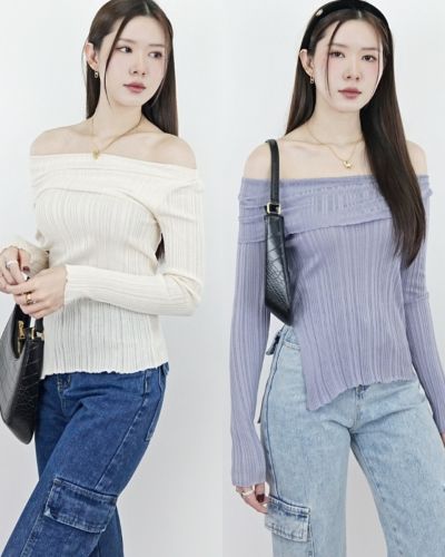 MARSHMALLOW OFF SHOULDER KNIT TOP