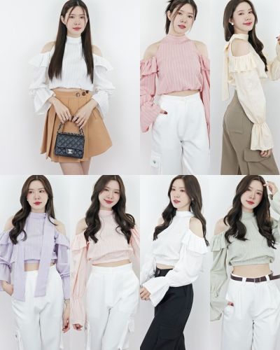 GLAZED DONUT BOW CROPPED BLOUSE