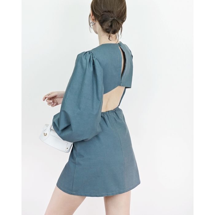 SPECIAL OFFER * COCKTAIL OPEN WAIST & BACK DRESS-GRAPHITE