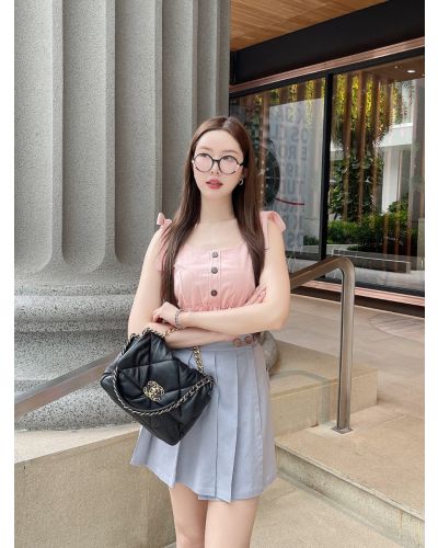 SONIA BOW SHOULDER CROP TOP-PINK