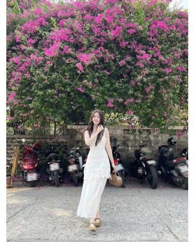 AERIAL TIE WAIST MAXI LACE DRESS-WHITE