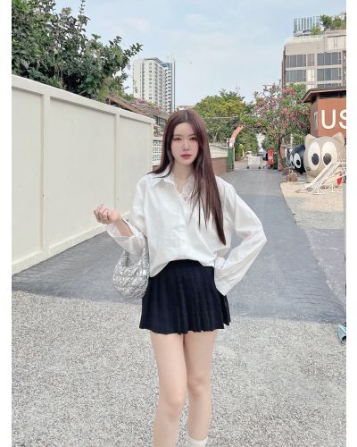 SEONMI LACE COTTON SHIRT-WHITE