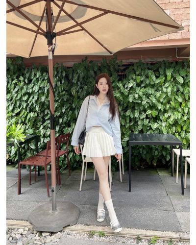 SEONMI LACE COTTON SHIRT-BLUE