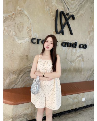 YUME PAPER BAG MNI FLORAL PLAYSUITS-PINK