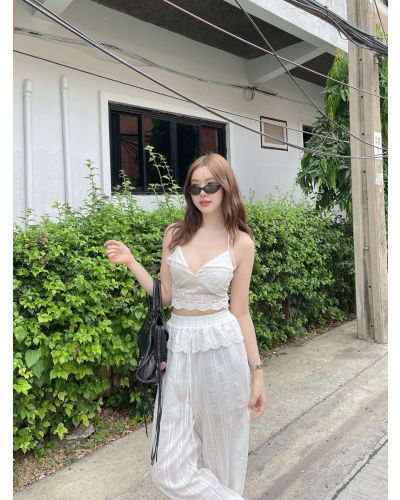 SYLVI LACE CROP TOP-WHITE