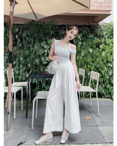 NIXIE LOOSE CROPPED PANTS-WHITE-S