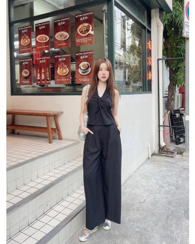 NIXIE LOOSE CROPPED PANTS-BLACK-S