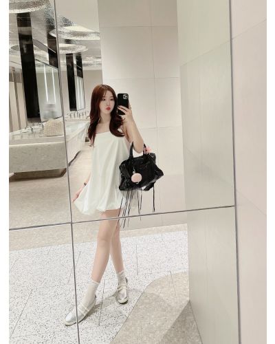MUSE BALLOON SINGLET DRESS-WHITE