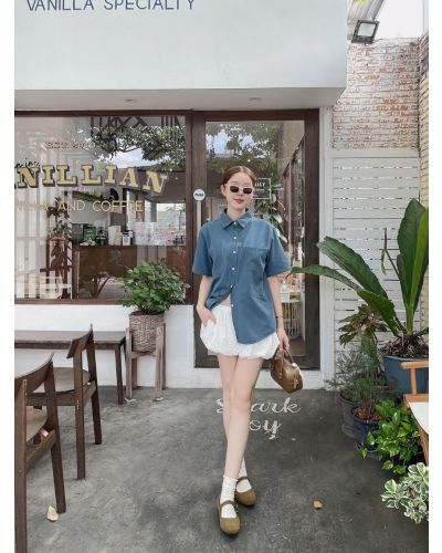 LILO OVERSIZED SOFT DENIM SHIRT-BLUE