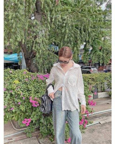 NOVELLE OVERSIZED SOFT LACE SHIRT