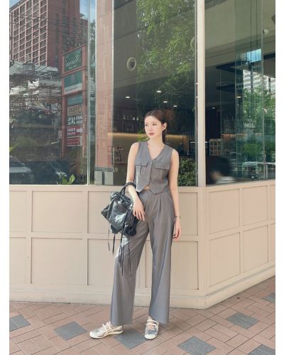ONYX TOP & PANTS SET-CHARCOAL