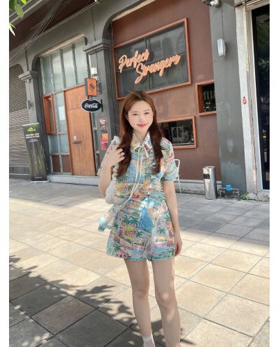 ALOHA BLEACH PRINT SHIRT & SHORTS SET