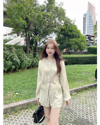 MATCHA OAT BLOUSE & SHORTS SET