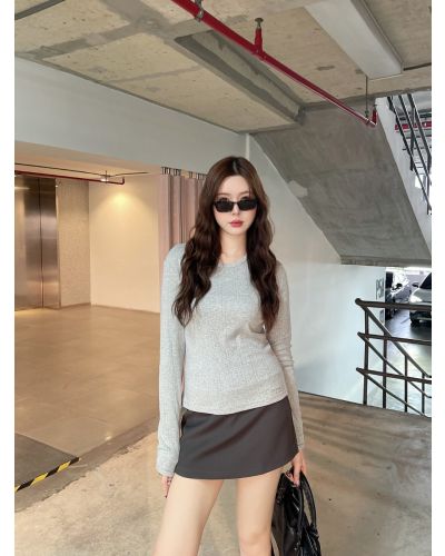 LOVE ME LONG SLEEVE JERSEY TOP-GREY