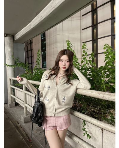 CAT AND BOY KNIT CARDIGAN-BEIGE