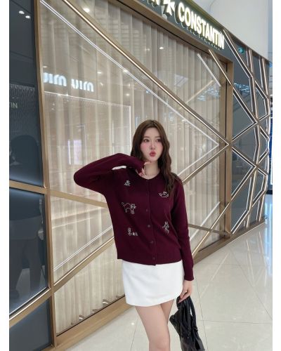 CAT AND BOY KNIT CARDIGAN-BURGUNDY