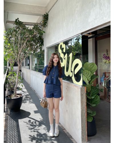 PUMPKIN DENIM TOP & SHORTS SET