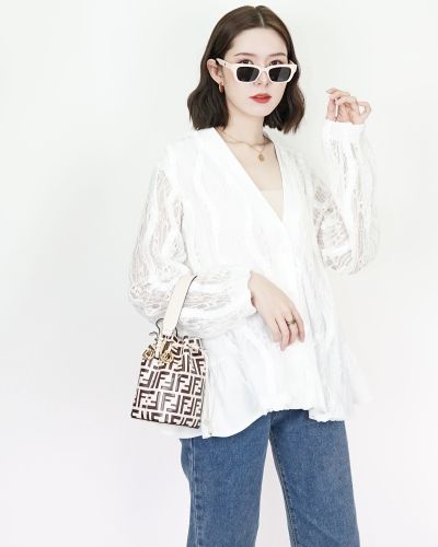 LULLABY RIBBON SATIN LACE CARDIGAN-WHITE