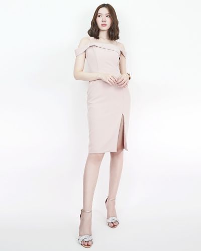 ADELINE CLASSY SHOULDER DRESS-NUDE-L