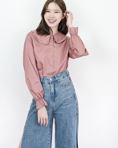 PURITAN PREPPY COLLAR BLOUSE-ROSY BROWN