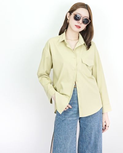 MODA BASIC OVERSIZED SHIRT-CUCUMBER