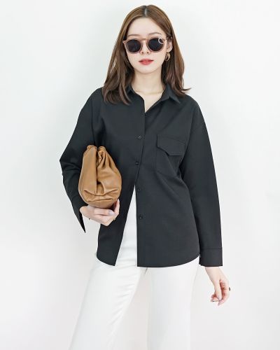 MODA BASIC OVERSIZED SHIRT-BLACK