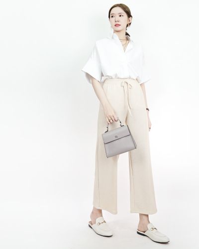 BASIC RIBBED KNIT PANTS-CREAM