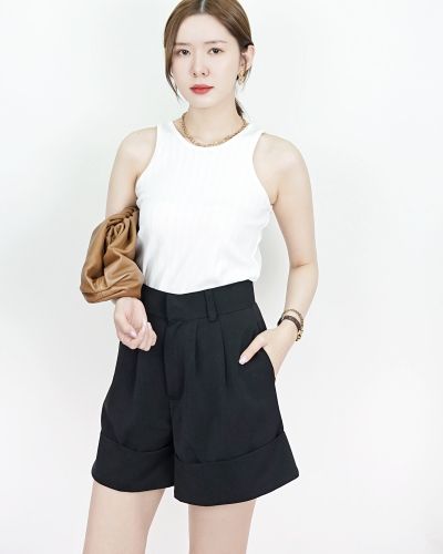 WISDA HIGH WAISTED SHORTS-BLACK-L